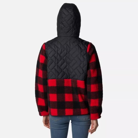 Columbia | Sweet View™ Fleece Hooded Pullover | Red & Black Buffalo Check | XL - Picture 4 of 14